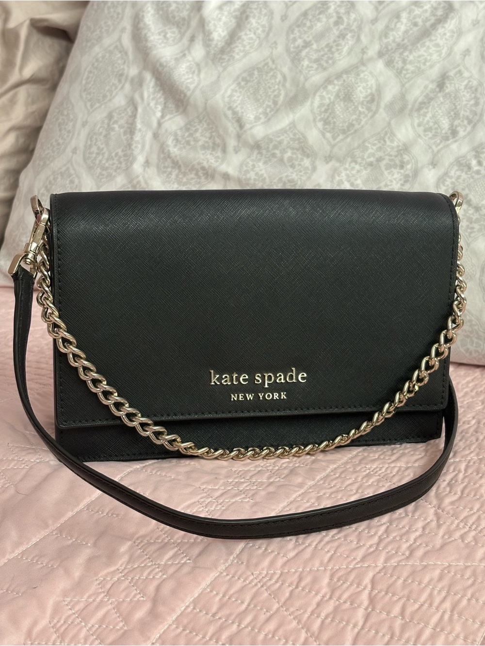 kate spade Black Purse with Silver Chain and Removable Crossbody strap